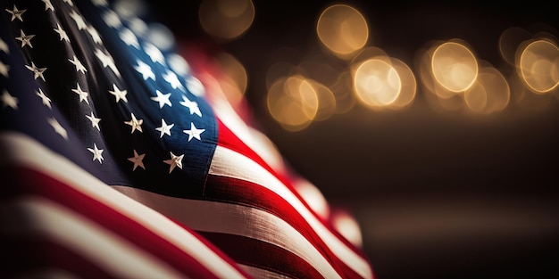 american flag on bokeh background