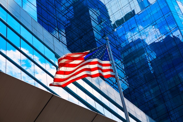 American flag in Boston downtown Massachusetts