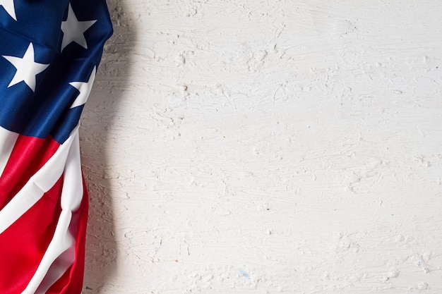 American Flag close up on white background for Memorial Day or 4th of July Flag Day