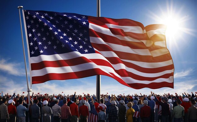 American flag displayed prominently on a special day honoring national loyalty