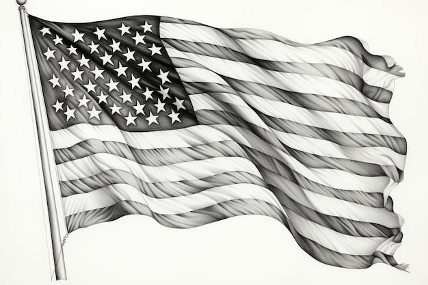 Photo american flag drawing with pencil details 4th july american independence day