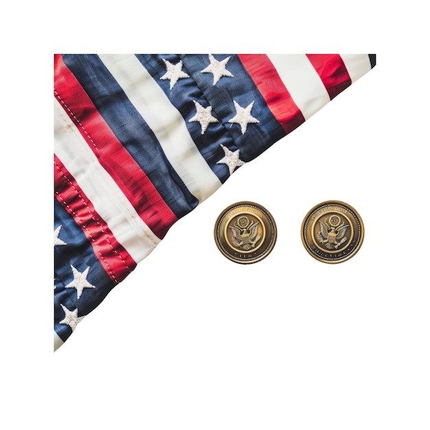 Photo american flag and presidential seal buttons