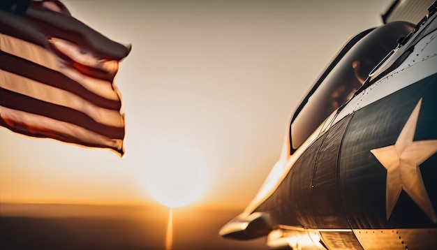 American flag at sunset symbol of America USA