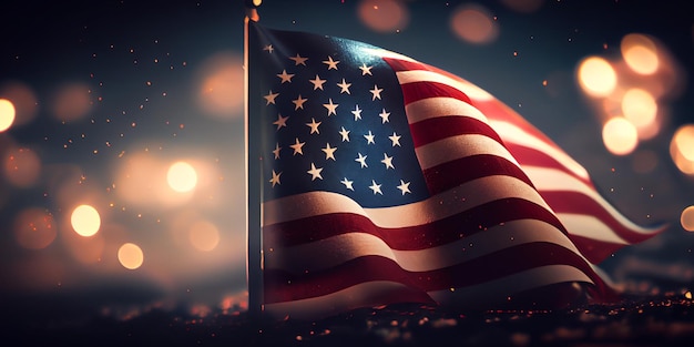 American flag United States of America National holiday US Independence Day Memorial Day and Happy martin luther king day USA flag with bokeh background Generative AI