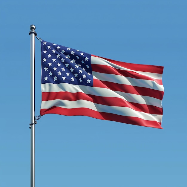 american flag waving in the sky 3D