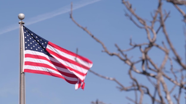 American flag waving in wind usa national symbol waves in breeze on flagpole