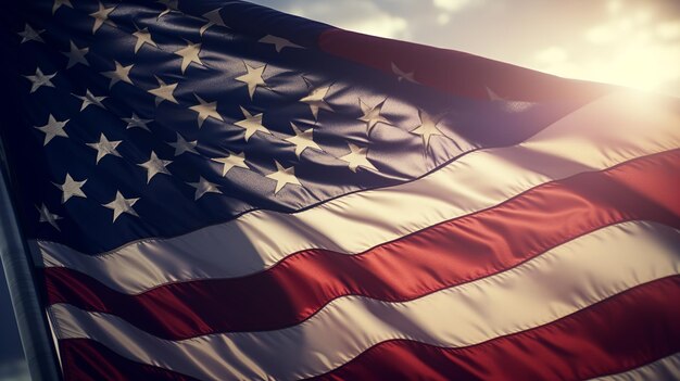 American Flag Waving in the Wind