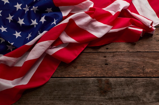 American flag and wooden boards