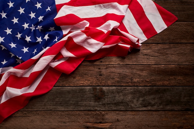 American flag and wooden boards