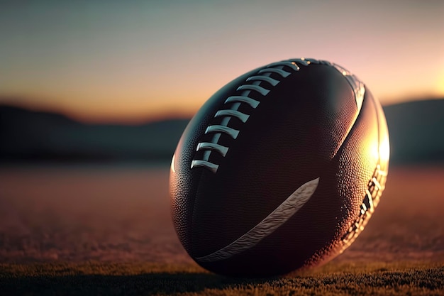 American football ball in the grass