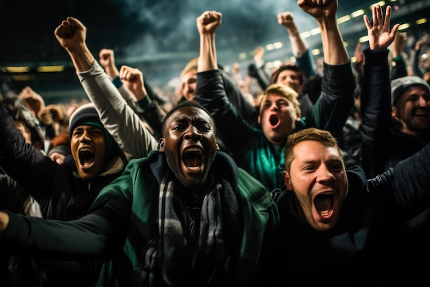 American football followers euphoric after a gamewinning field goal