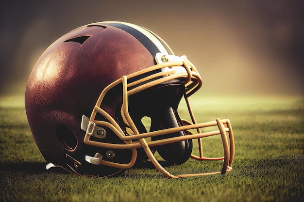 American Football and Helmet on the Field background