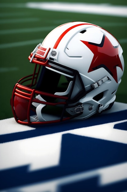 American football helmet on the field