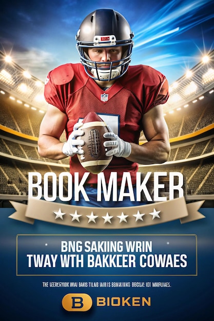 Photo american football player banner template for bookmaker ads with copy space mockup for betting advertisement sports betting football betting gambling bookmaker big win