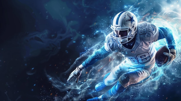 American football player on space background