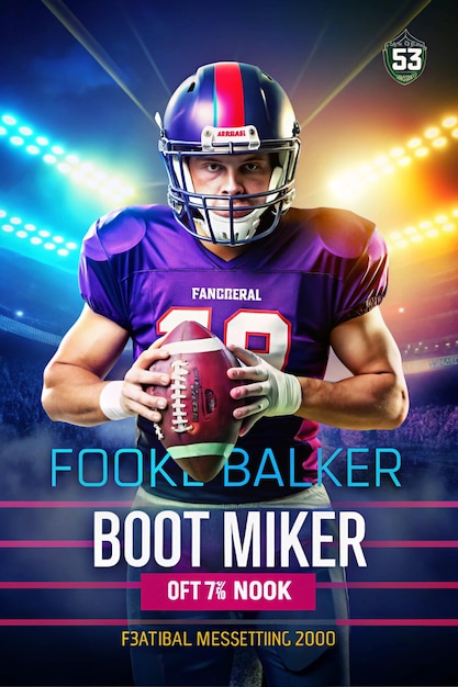 Photo american football player teenager banner with neon colors template for bookmaker ads with copy space mockup for betting advertisement sports betting football betting