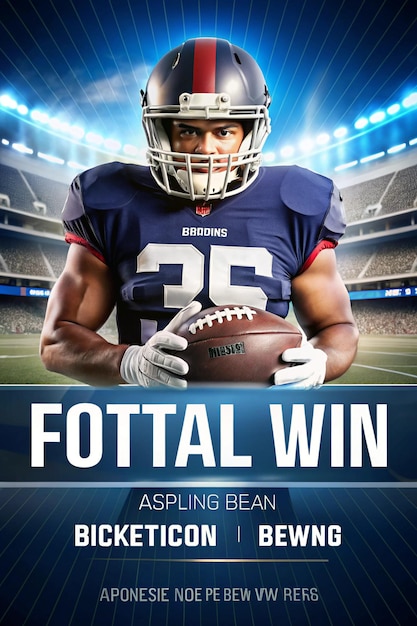 Photo american football player template for bookmaker ads with mockup for banner with betting advertisement sports betting football betting gambling bookmaker big win