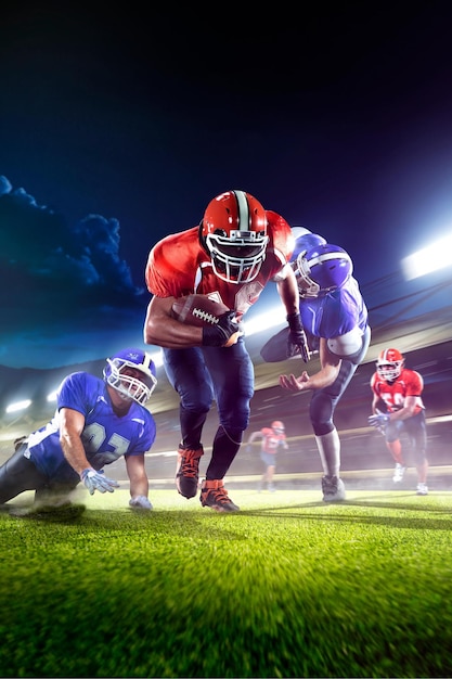 American football players in the action jn grand arena