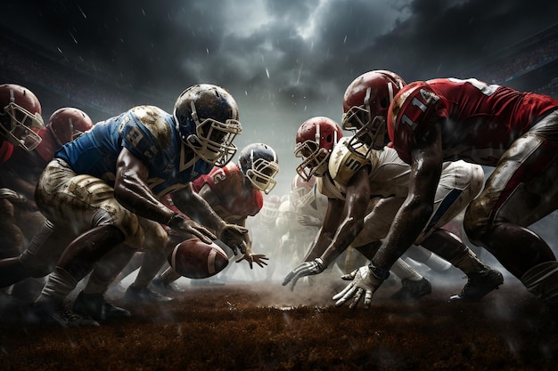 American football players on the playing field Generative Ai