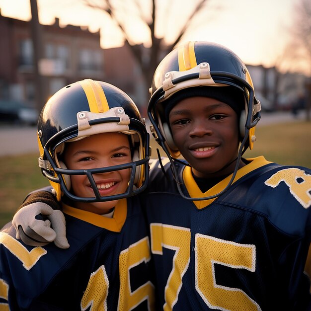 American football players in uniforms