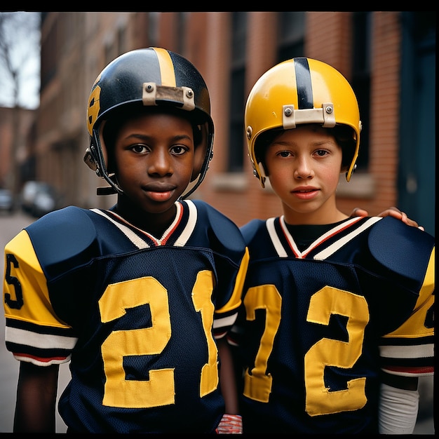 American football players in uniforms