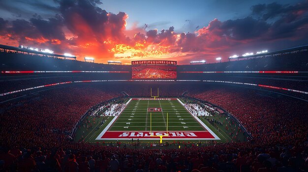 Photo american football stadium at sunset