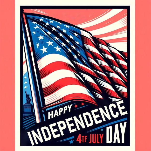 American Independence Day background illustration with flag