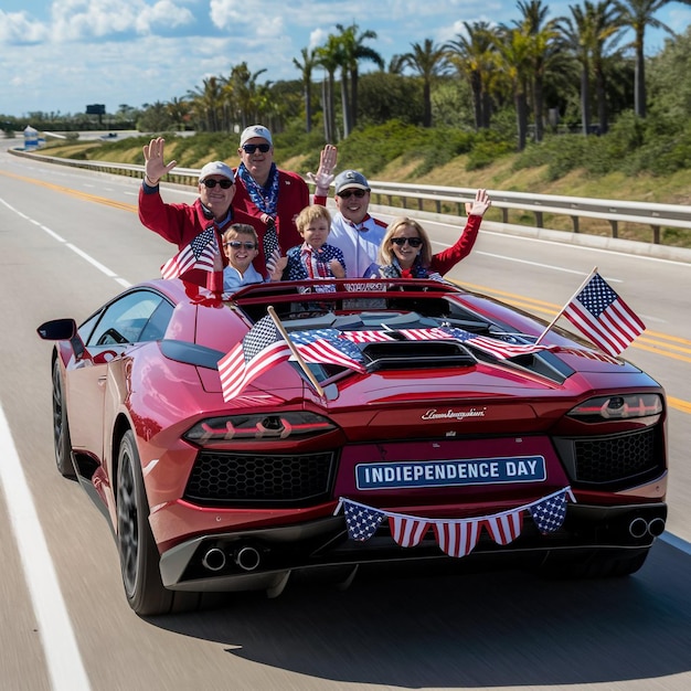 American Independence Day Happy 4th of July USA Independence Day greeting card with waving American