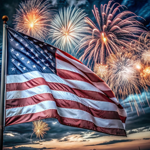 American Independence Day Happy 4th of July USA Independence Day greeting card with waving American