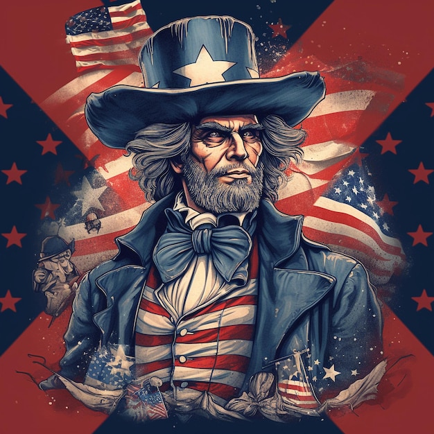 American Independence Day Illustration in Vintage Style AI Generated