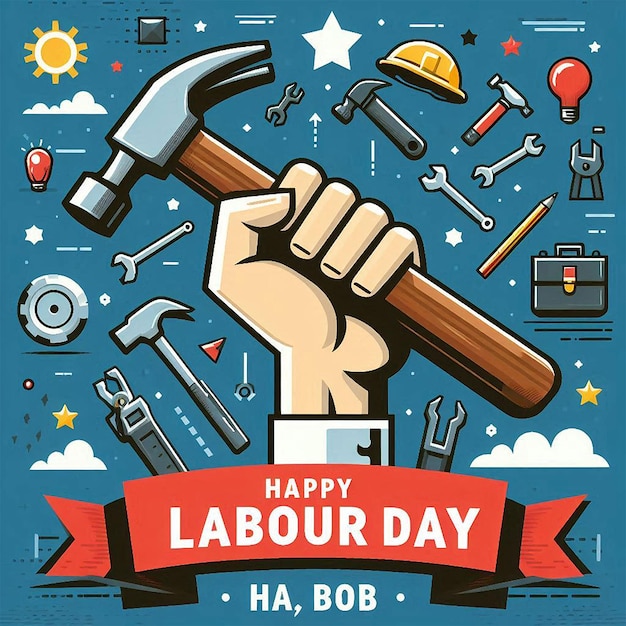 American labor day composition with flat design