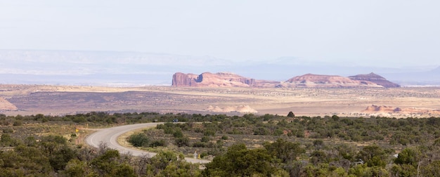 American Landscape in the Desert with Red Rock Mountain Formations