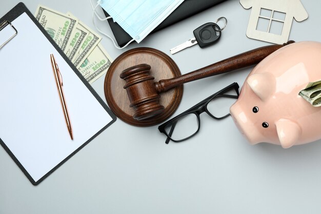 American law concept with judge gavel on white background