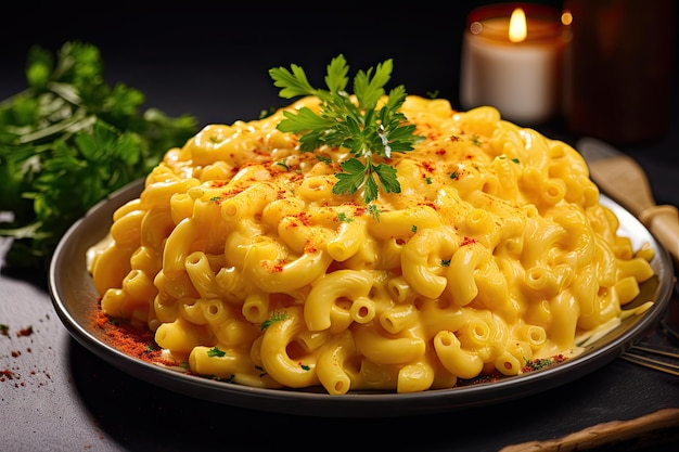 American mac and cheese Mac with cheesy sauce