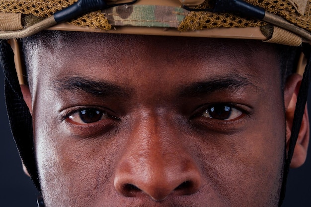 American man in camouflage suit sorrow