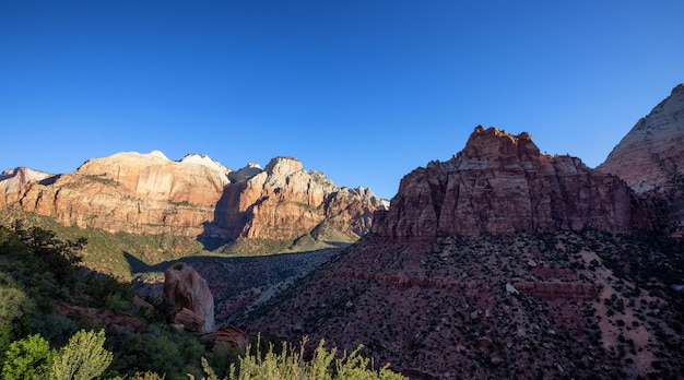 American mountain landscape sunny morning sky zion national park