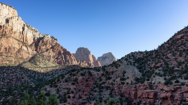 American mountain landscape sunny morning sky zion national park