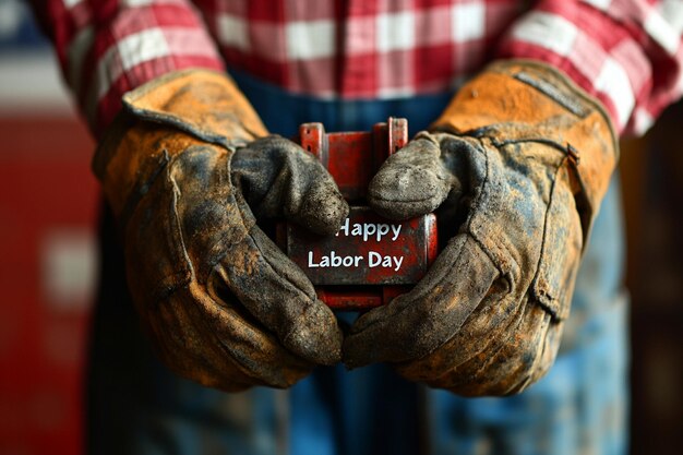 Photo american national patriotic workers happy labor day holiday background