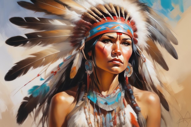 american native american woman portrait with headdressamerican native american woman portrait with h