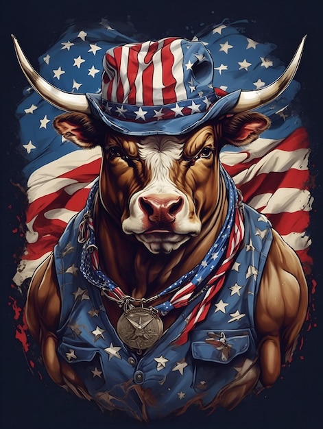 american patriot bull no background tshirt design