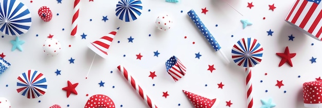 American patriotic themed decorations with red white and blue colors