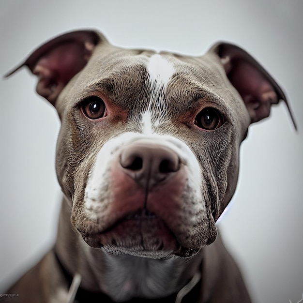 American Pitbull Terrier dog posing looking at camera 3d rendering