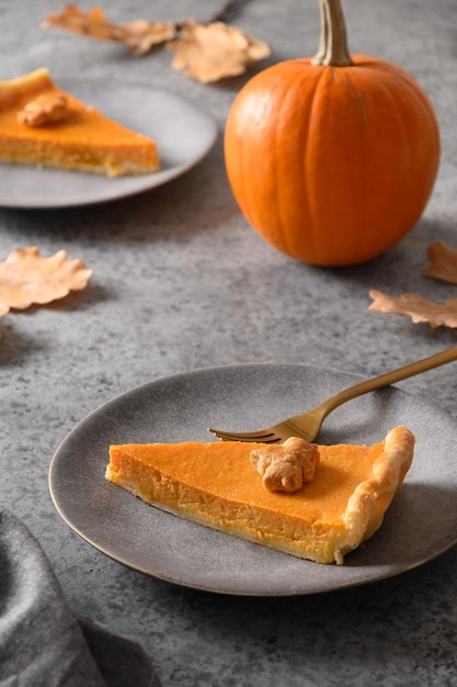 American Pumpkin Pie for autumn holiday Happy Thanksgiving Day