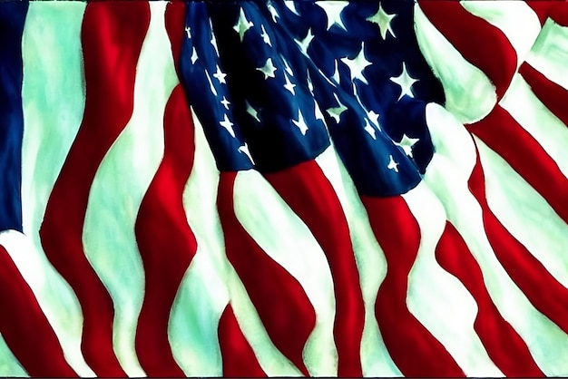 American realistic waving flag with folds