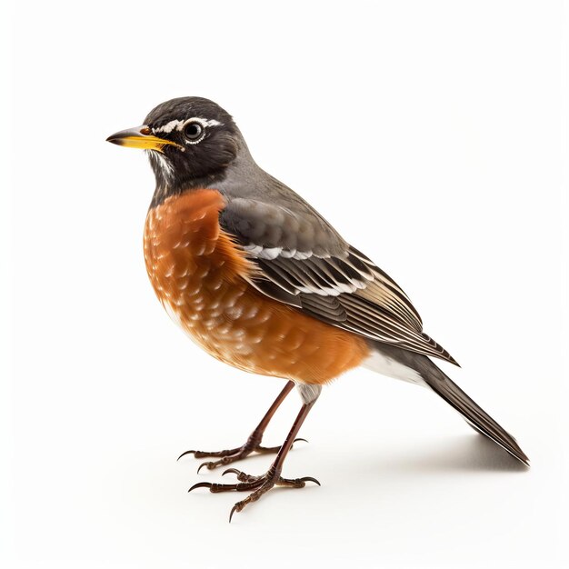 Photo american robin hunting in isolation on white background image