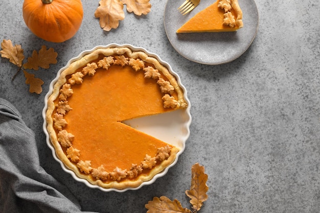 American seasonal Pumpkin Pie for Thanksgiving Day