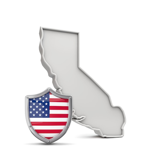 Photo american state of california with stars and stripes shield d rendering