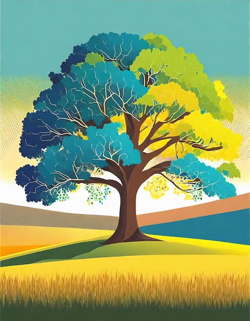 American sycamore tree illustration