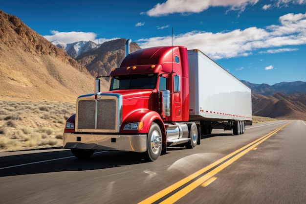 American truck cruising along a vast highway