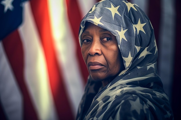 American Voter in an Election Polling Station Voting for the Next President of USA